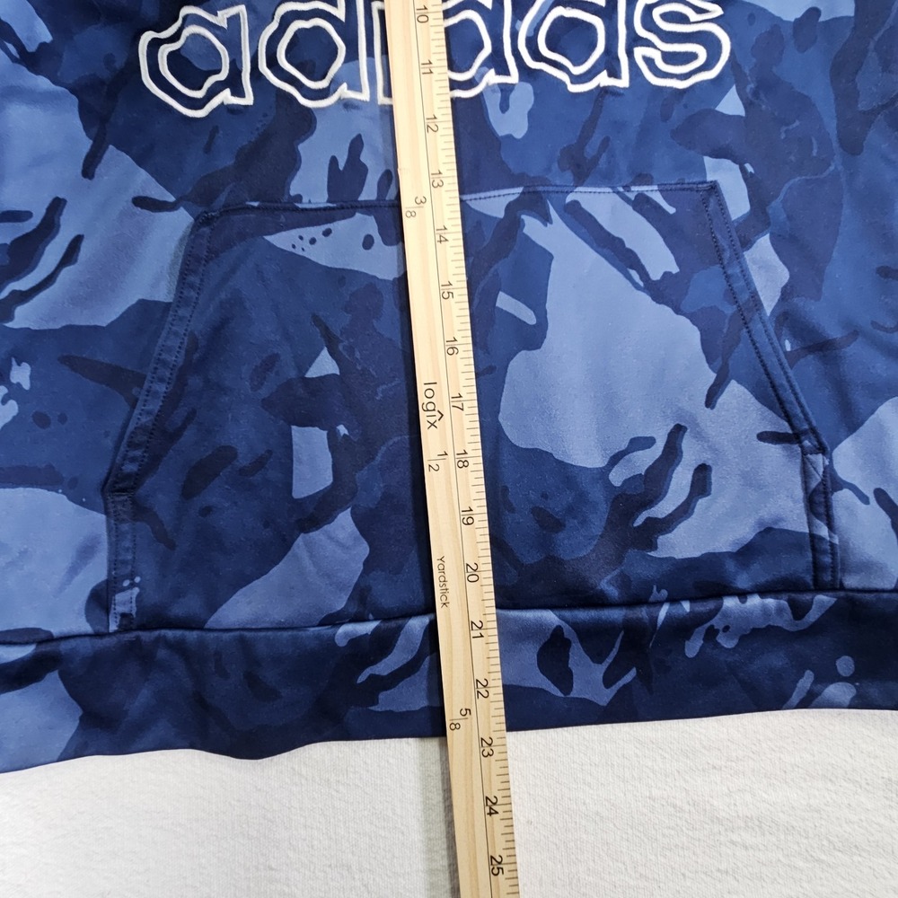 Adidas Hoodie Boys Large L 14/16 Camo Sweatshirt Blue Pullover Long Sleeve - Picture 9 of 10